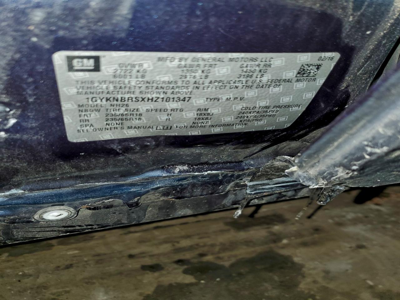 2017 Cadillac Xt5 Luxury VIN: 1GYKNBRSXHZ101347 Lot: 95766495