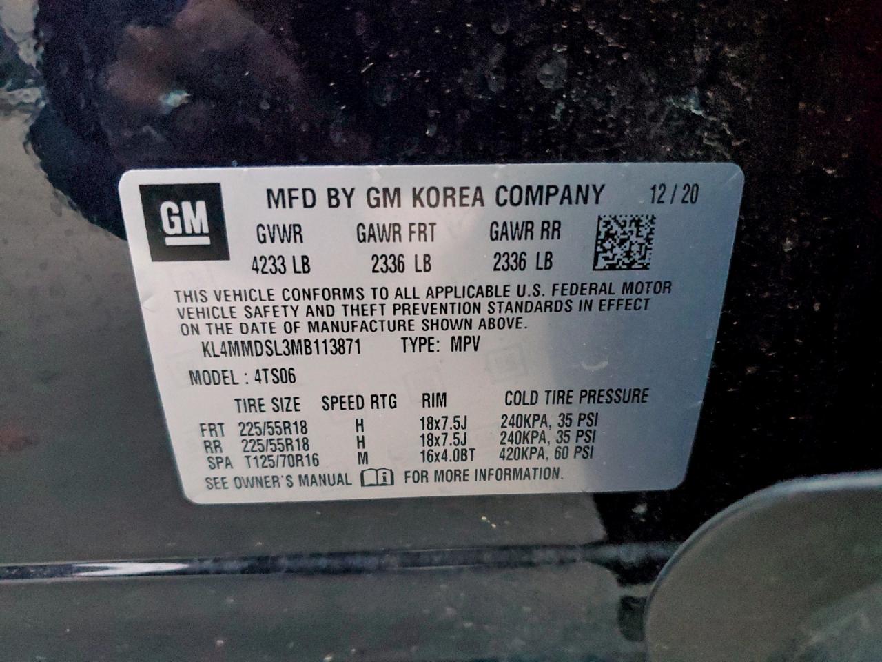 2021 Buick Encore Gx Select VIN: KL4MMDSL3MB113871 Lot: 94874525