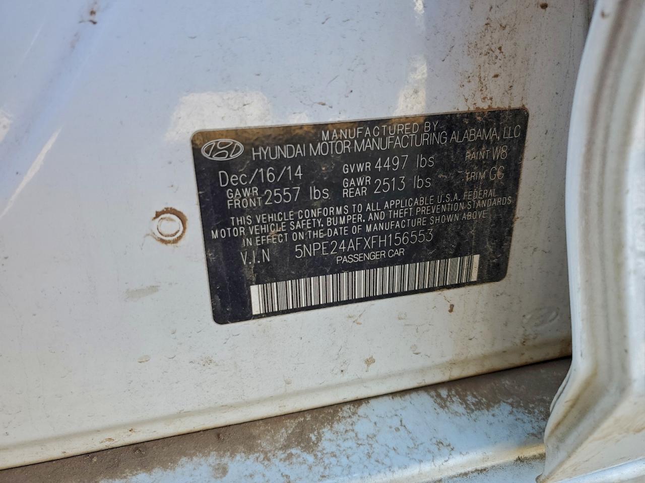 2015 Hyundai Sonata Se VIN: 5NPE24AFXFH156553 Lot: 94538705