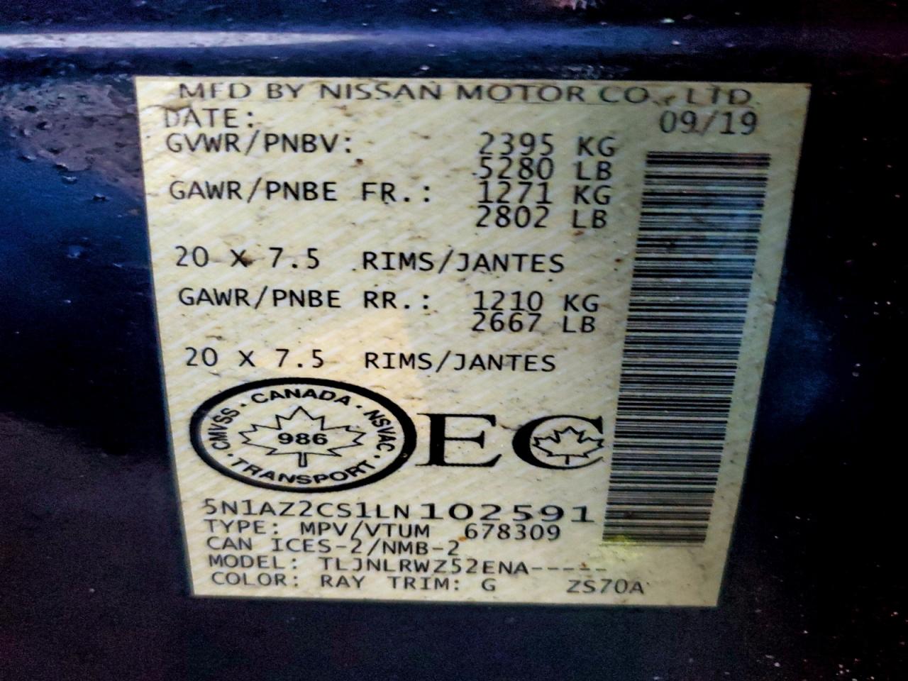 2020 Nissan Murano Sl VIN: 5N1AZ2CS1LN102591 Lot: 95104935