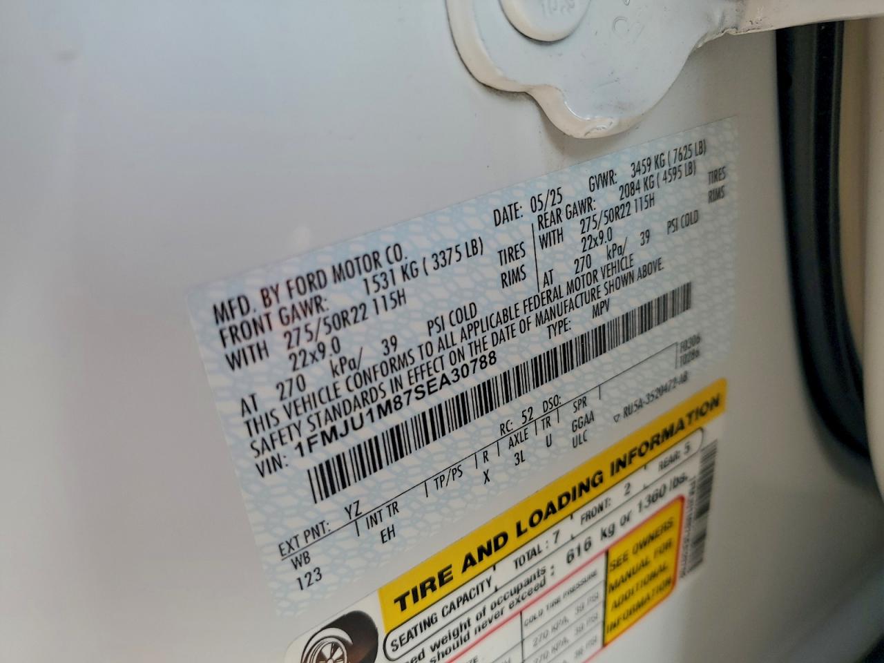 2025 Ford Expedition Platinum VIN: 1FMJU1M87SEA30788 Lot: 96986065