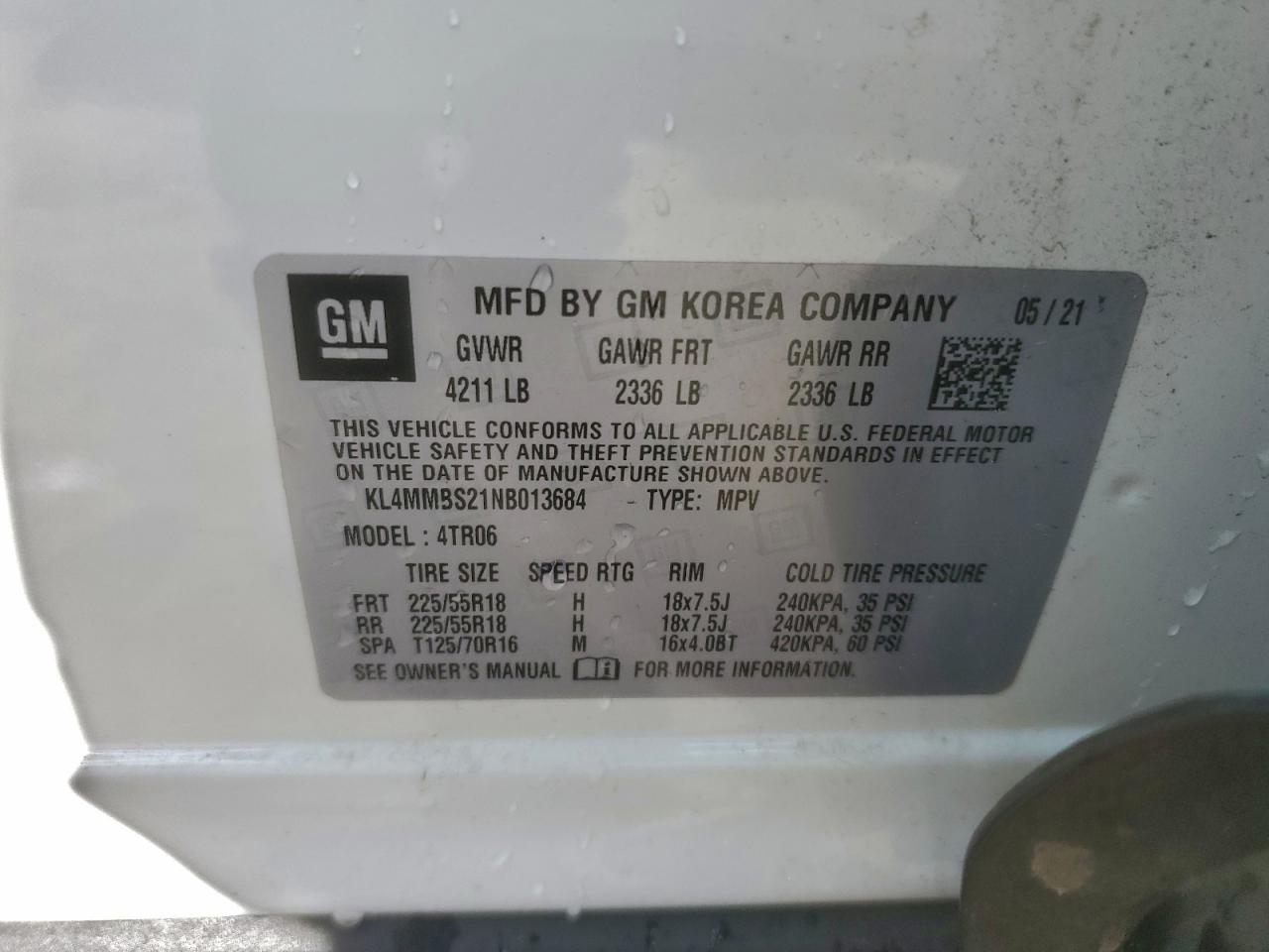 2022 Buick Encore Gx Preferred VIN: KL4MMBS21NB013684 Lot: 94960325