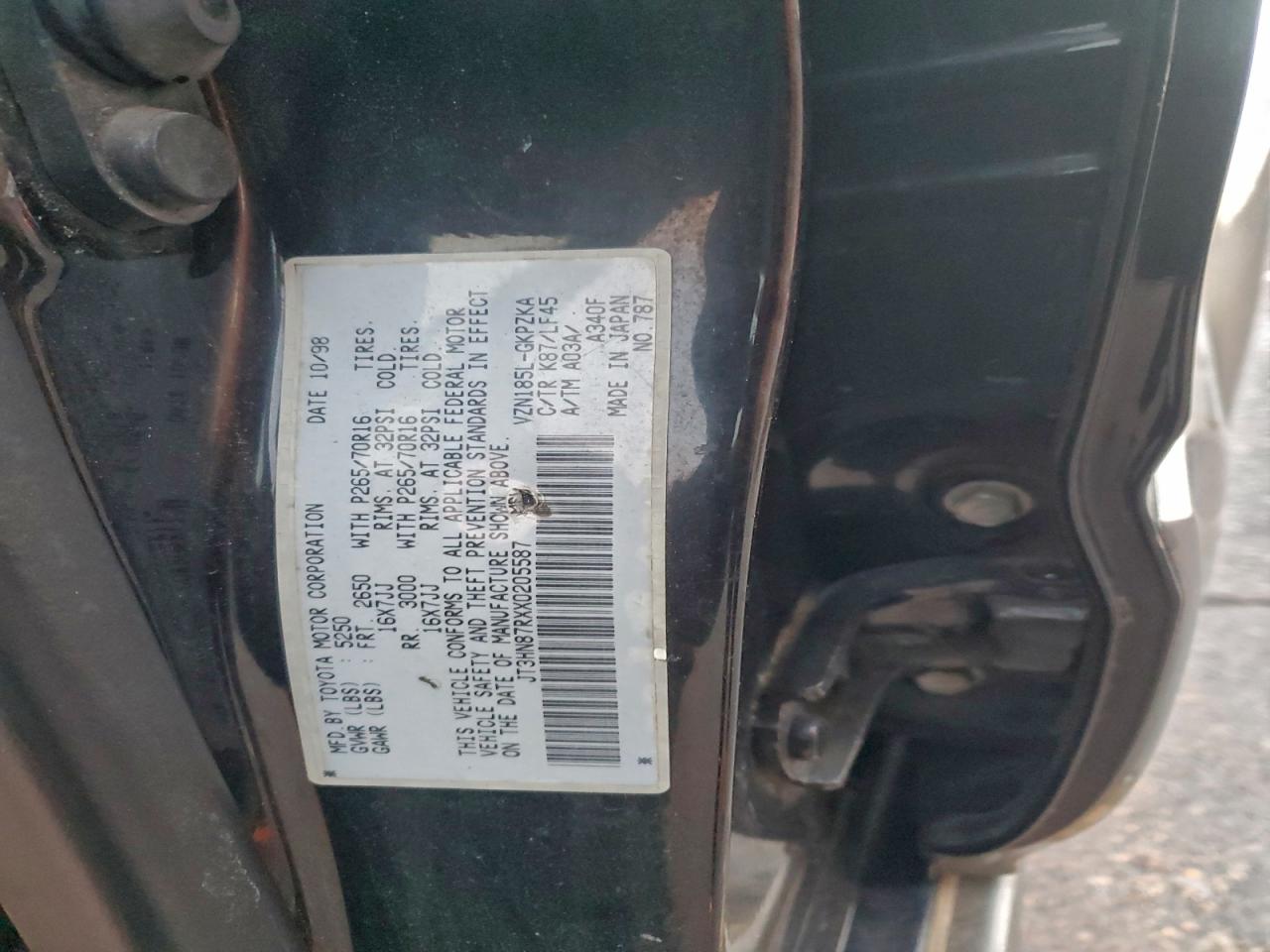 1999 Toyota 4Runner Limited VIN: JT3HN87RXX0205587 Lot: 96731245