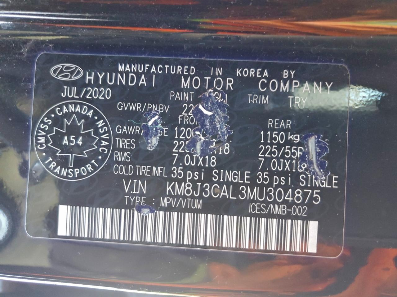 2021 Hyundai Tucson Limited VIN: KM8J3CAL3MU304875 Lot: 95511835