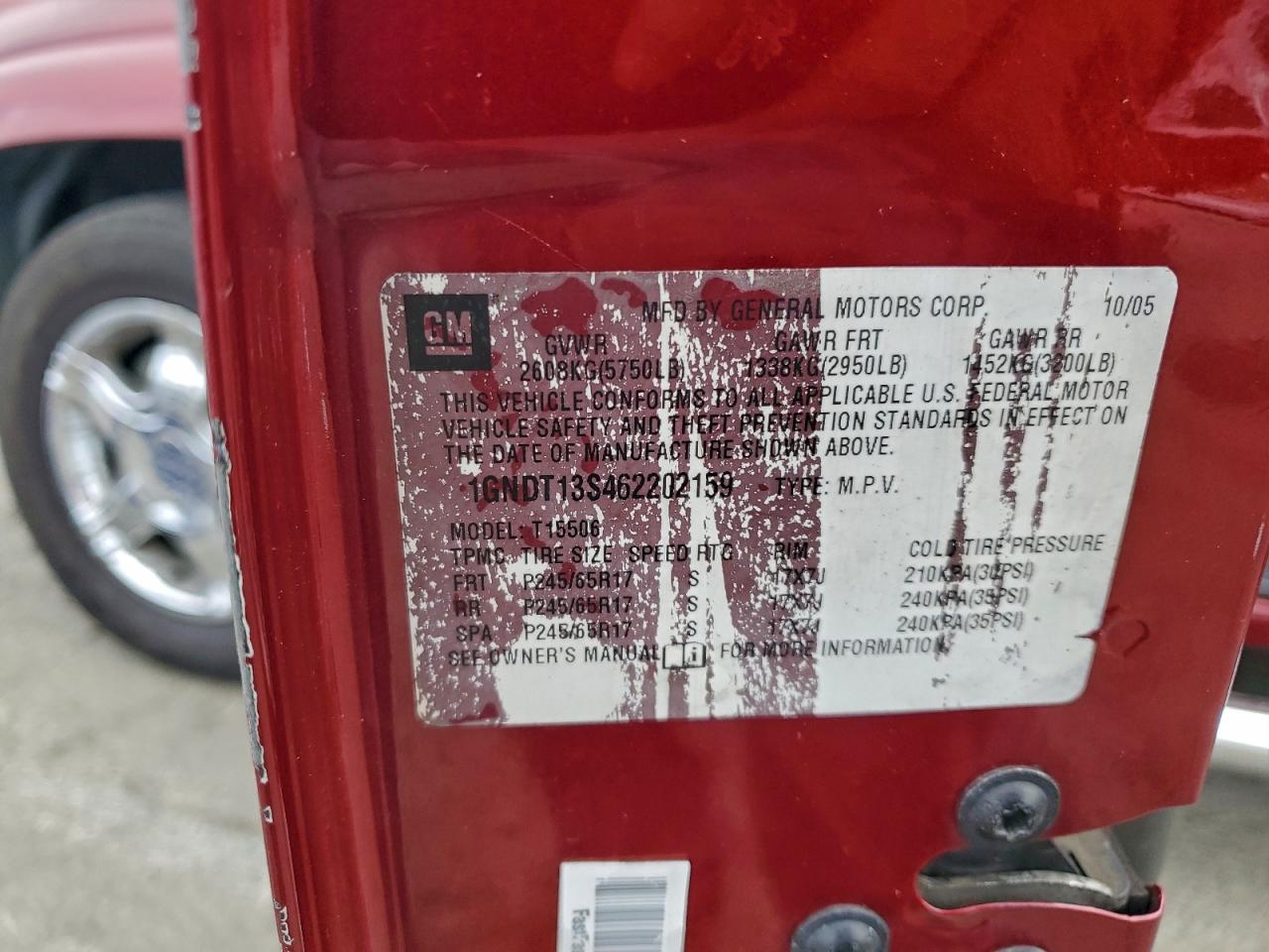 2006 Chevrolet Trailblazer Ls VIN: 1GNDT13S462202159 Lot: 96343745