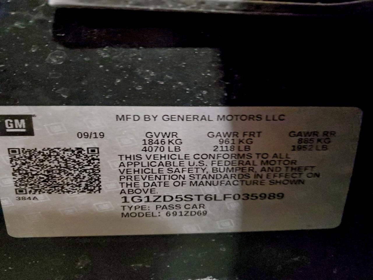 2020 Chevrolet Malibu Lt VIN: 1G1ZD5ST6LF035989 Lot: 95477495