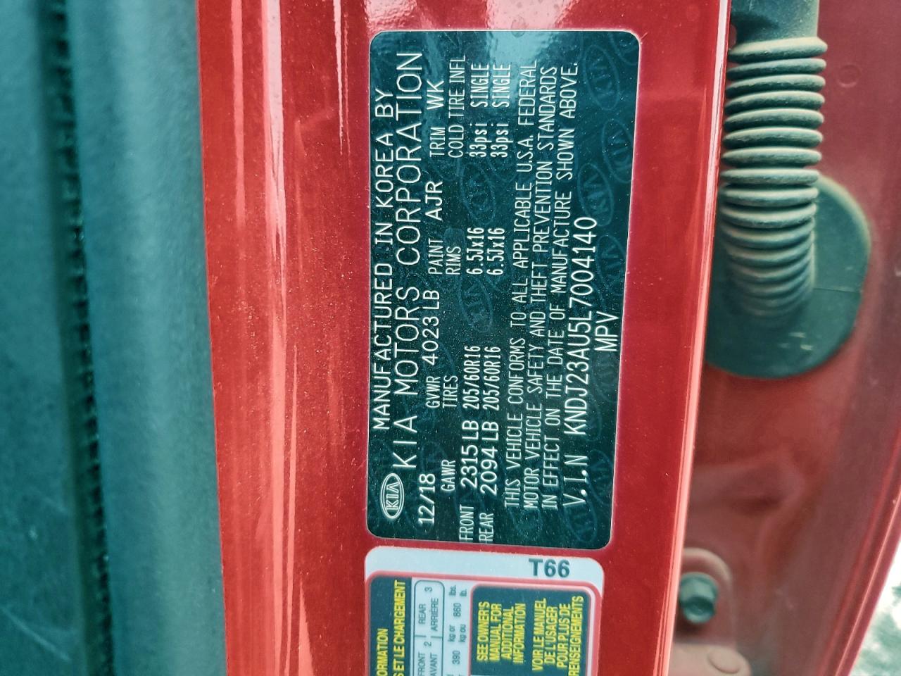 2020 Kia Soul Lx VIN: KNDJ23AU5L7004140 Lot: 95305085