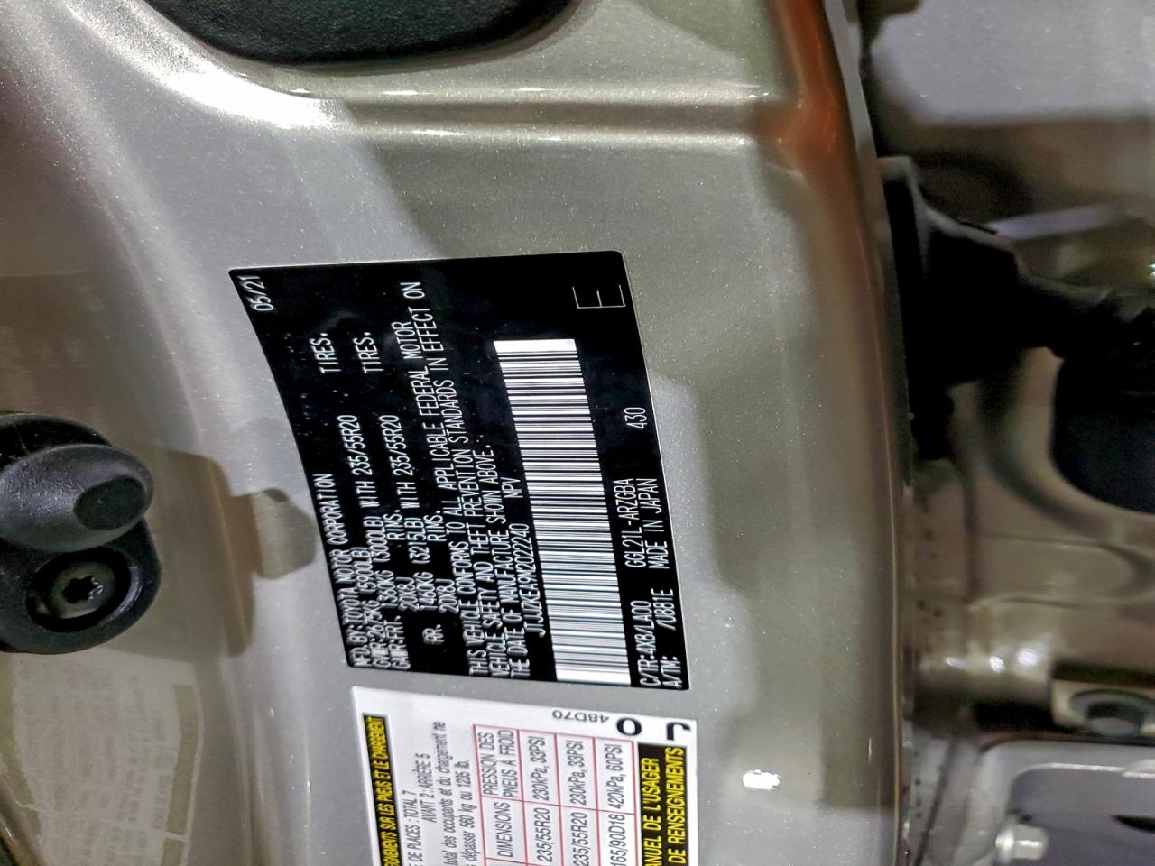 2021 Lexus Rx 350 L Luxury VIN: JTJJZKEA9M2022240 Lot: 94504725