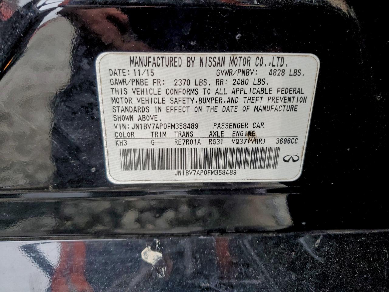 2015 Infiniti Q50 Base VIN: JN1BV7AP0FM358489 Lot: 96332425