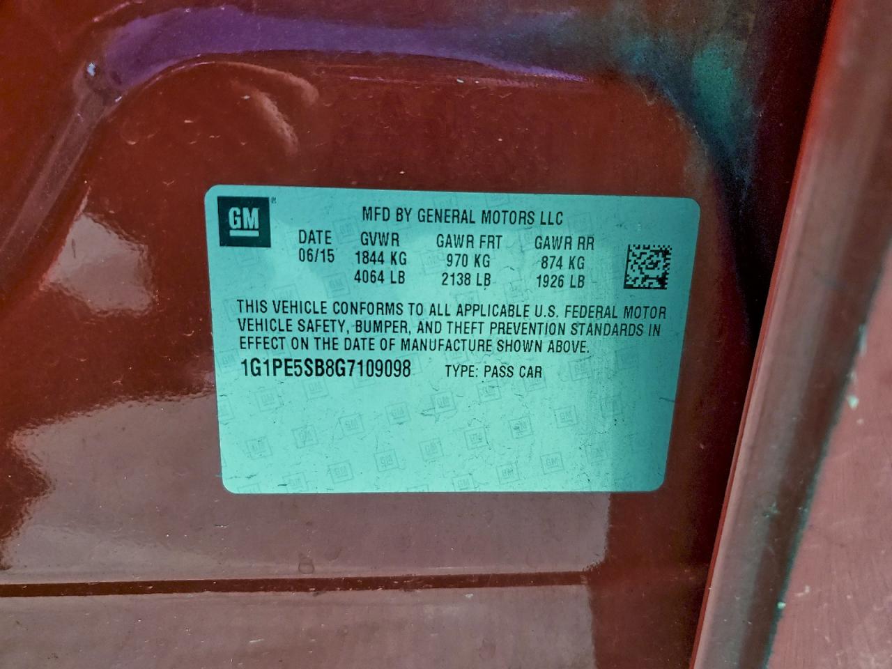 2016 Chevrolet Cruze Limited Lt VIN: 1G1PE5SB8G7109098 Lot: 95983775