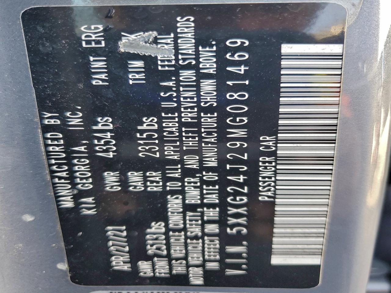 2021 Kia K5 Lx VIN: 5XXG24J29MG081469 Lot: 95632285