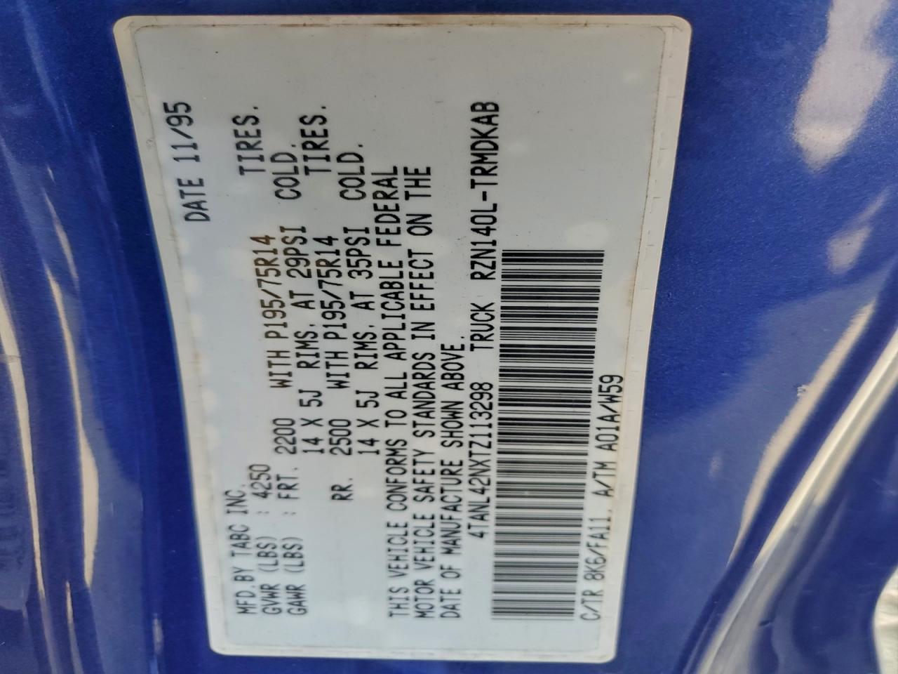 1996 Toyota Tacoma VIN: 4TANL42NXTZ113298 Lot: 94938055