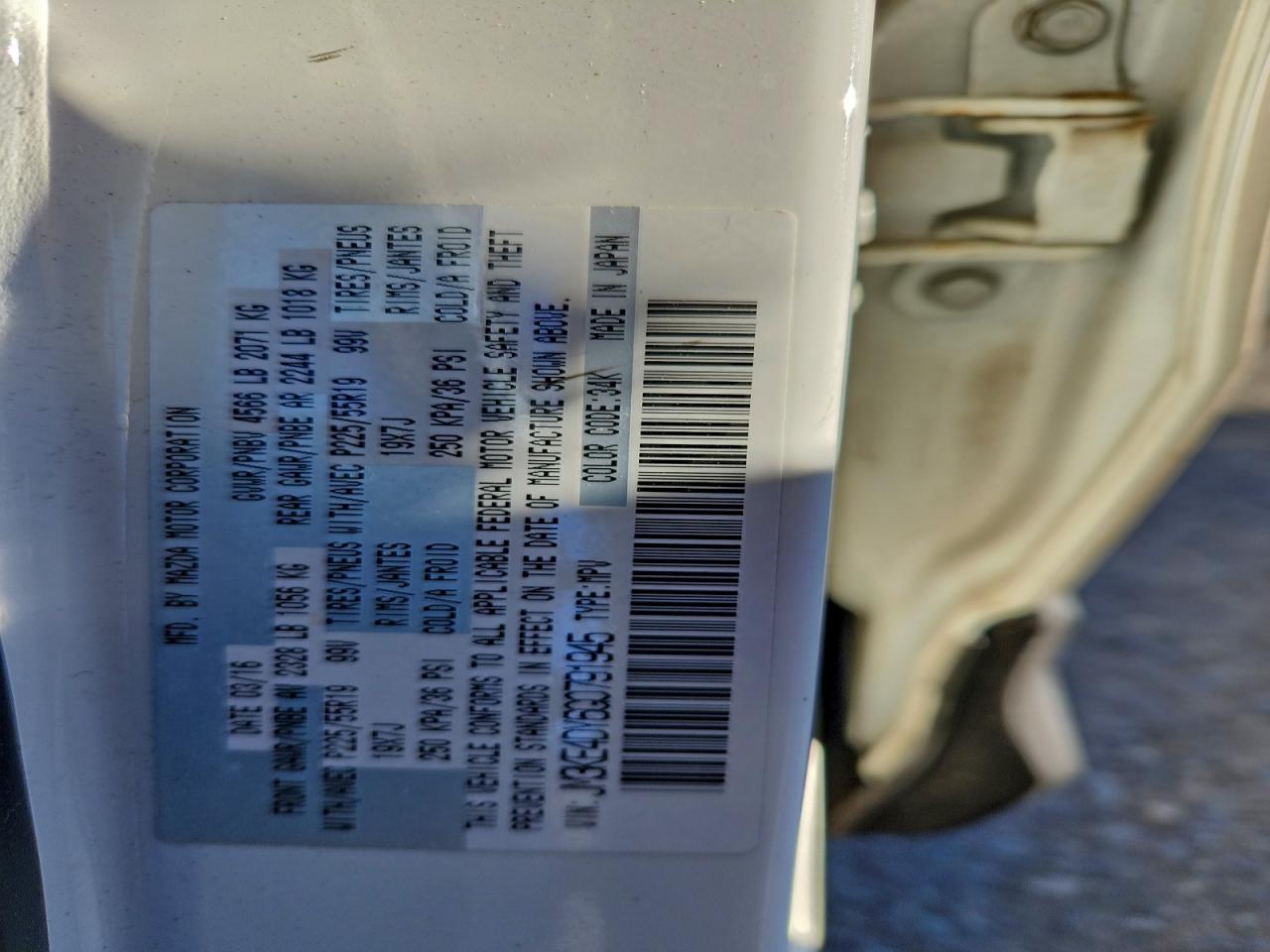 2016 Mazda Cx-5 Gt VIN: JM3KE4DY6G0791945 Lot: 96464875