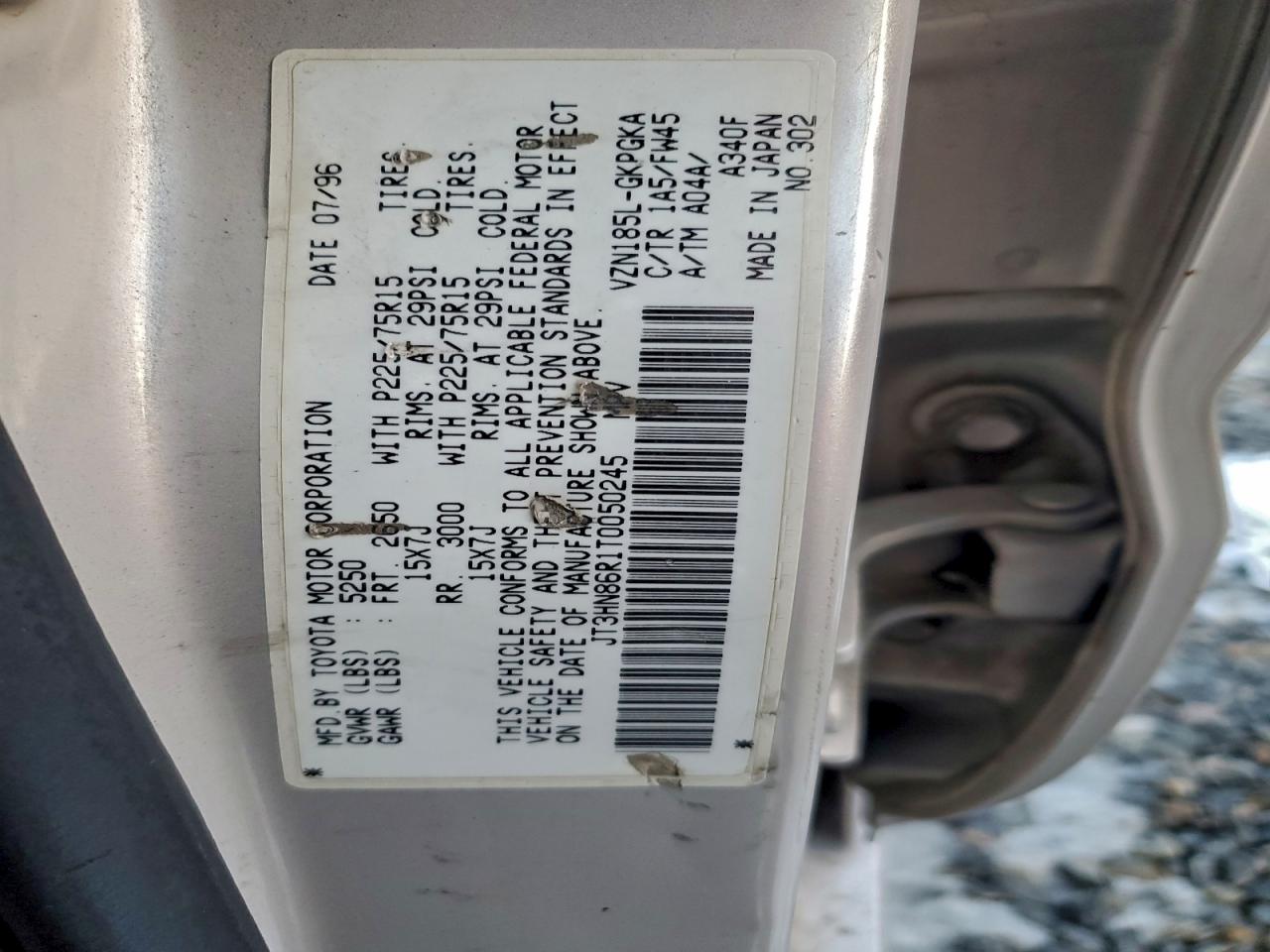 1996 Toyota 4Runner Sr5 VIN: JT3HN86R1T0050245 Lot: 95625195