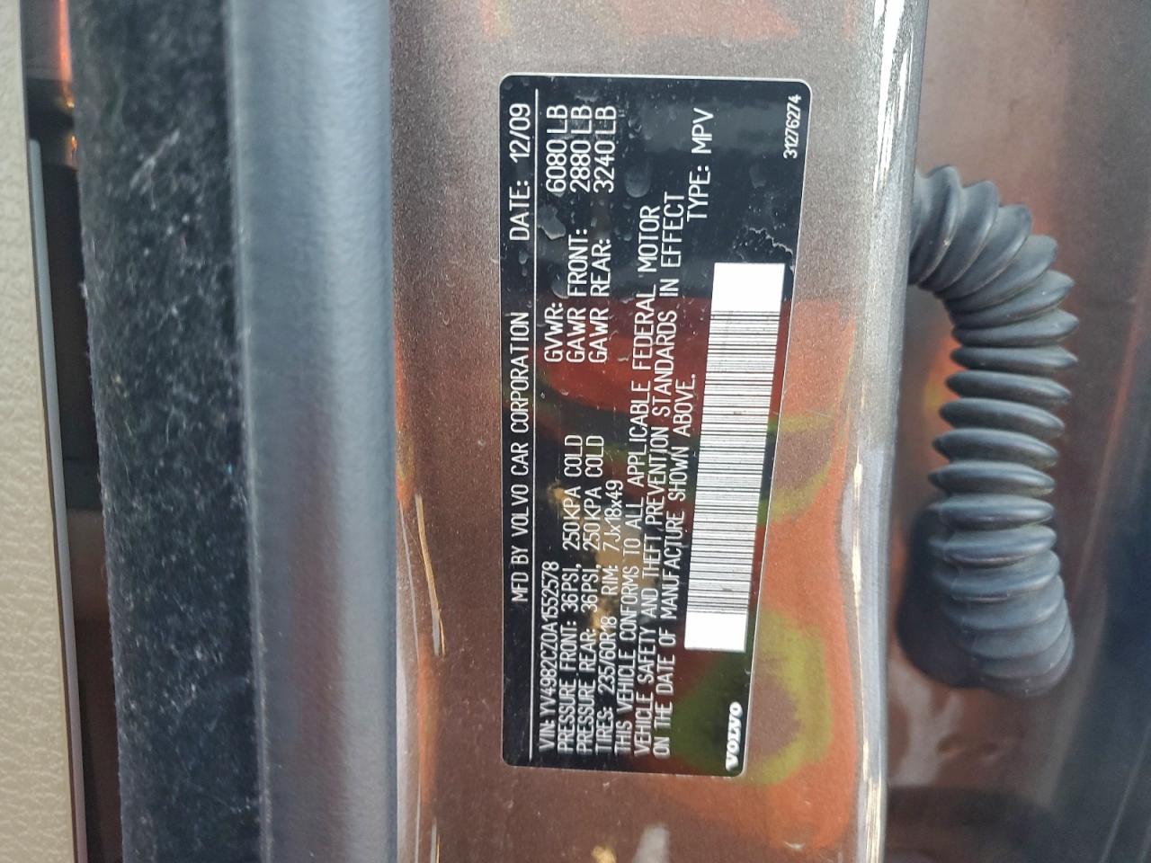 2010 Volvo Xc90 3.2 VIN: YV4982CZ0A1552578 Lot: 95419515