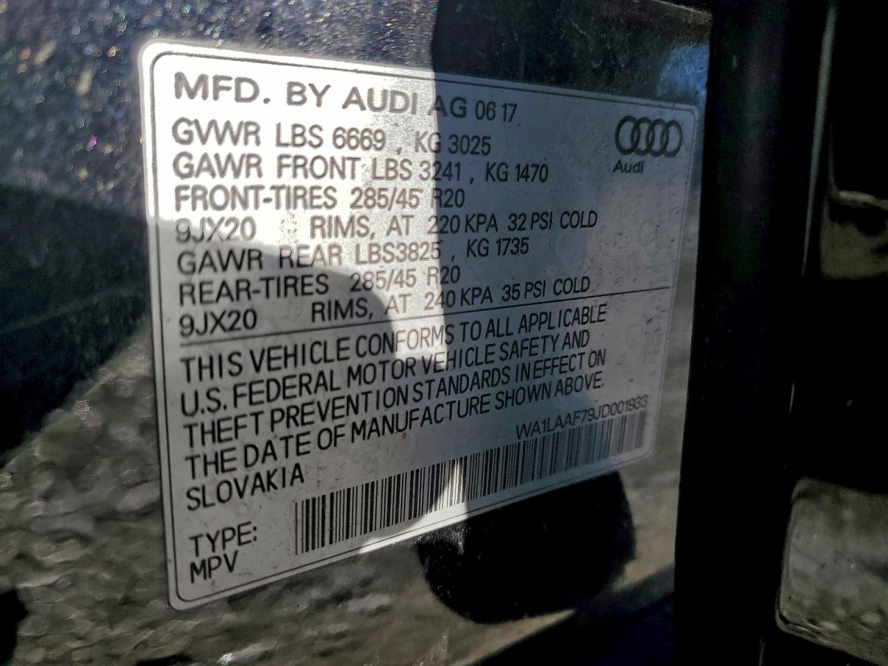 2018 Audi Q7 Premium Plus VIN: WA1LAAF79JD001933 Lot: 95130785