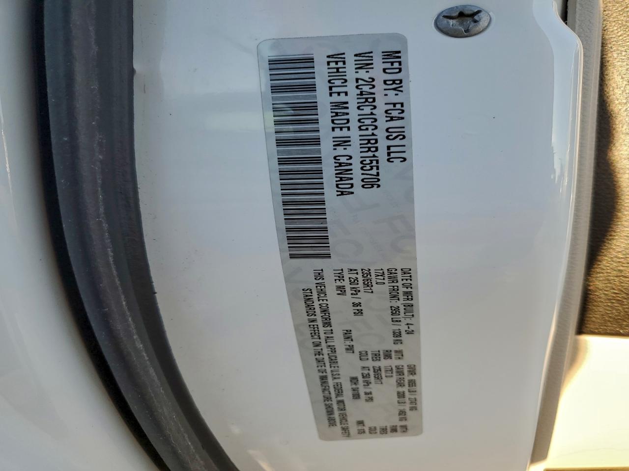 2024 Chrysler Voyager Lx VIN: 2C4RC1CG1RR155706 Lot: 96311185