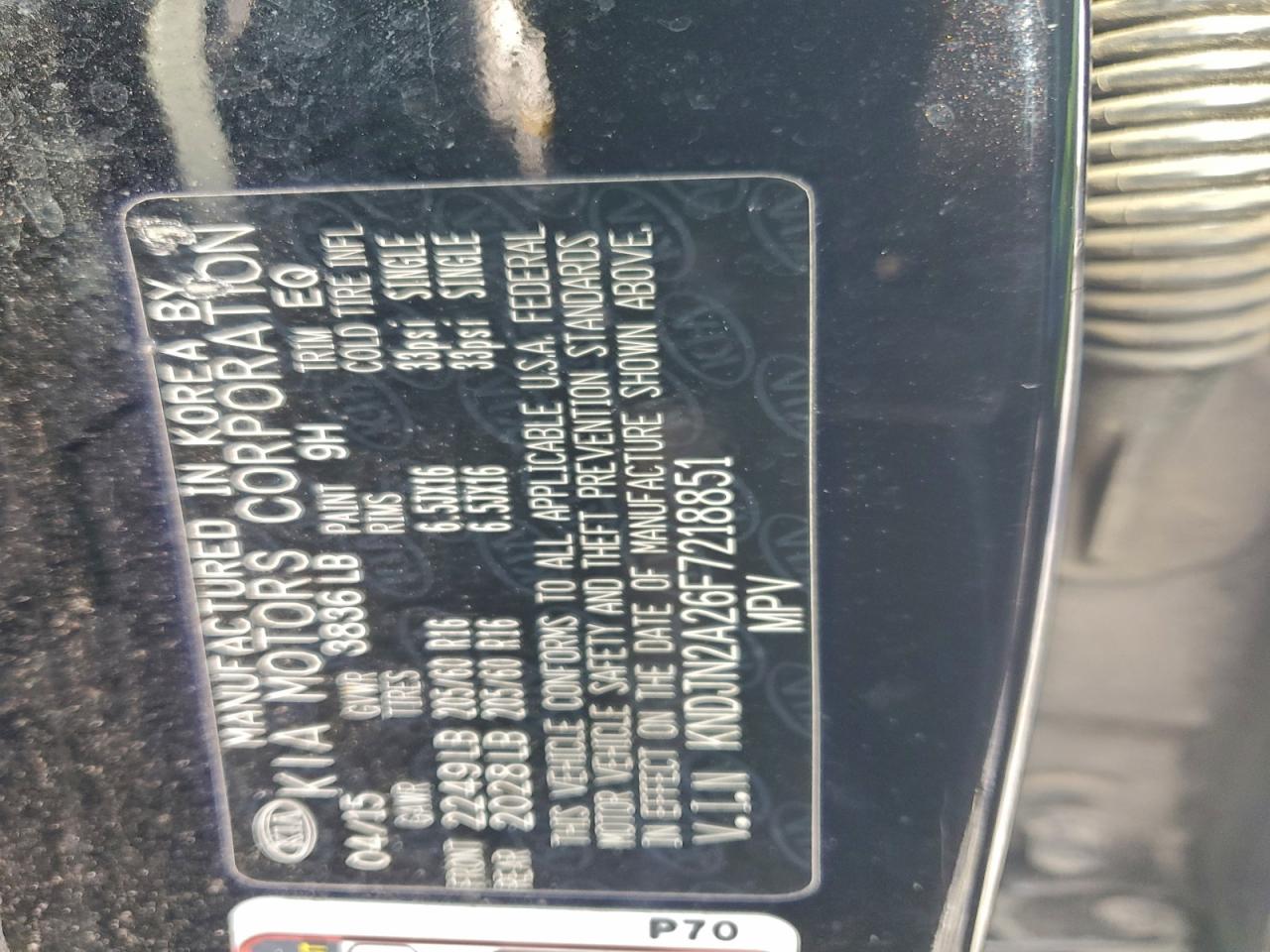 2015 Kia Soul VIN: KNDJN2A26F7218851 Lot: 94739665