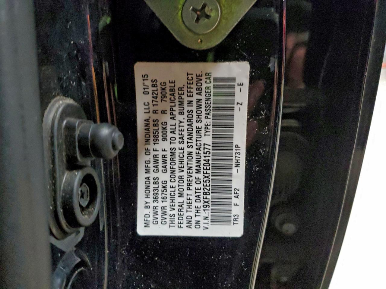 2015 Honda Civic Lx VIN: 19XFB2E5XFE041577 Lot: 93989335