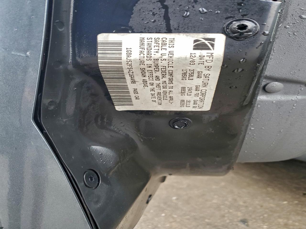 2004 Saturn Ion Level 2 VIN: 1G8AJ52F54Z164498 Lot: 95312015