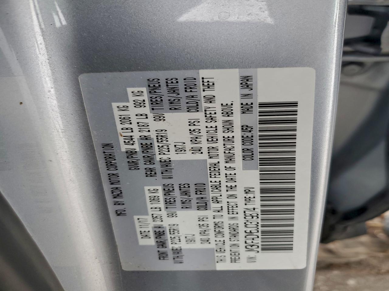 2018 Mazda Cx-5 Grand Touring VIN: JM3KFADM6J0319874 Lot: 95481345