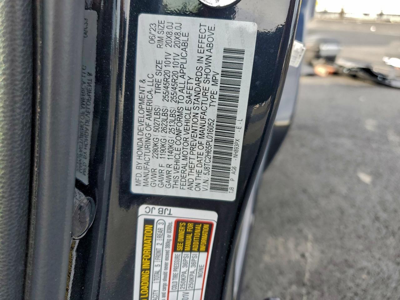 2023 Acura Rdx A-Spec VIN: 5J8TC2H65PL016052 Lot: 95186945