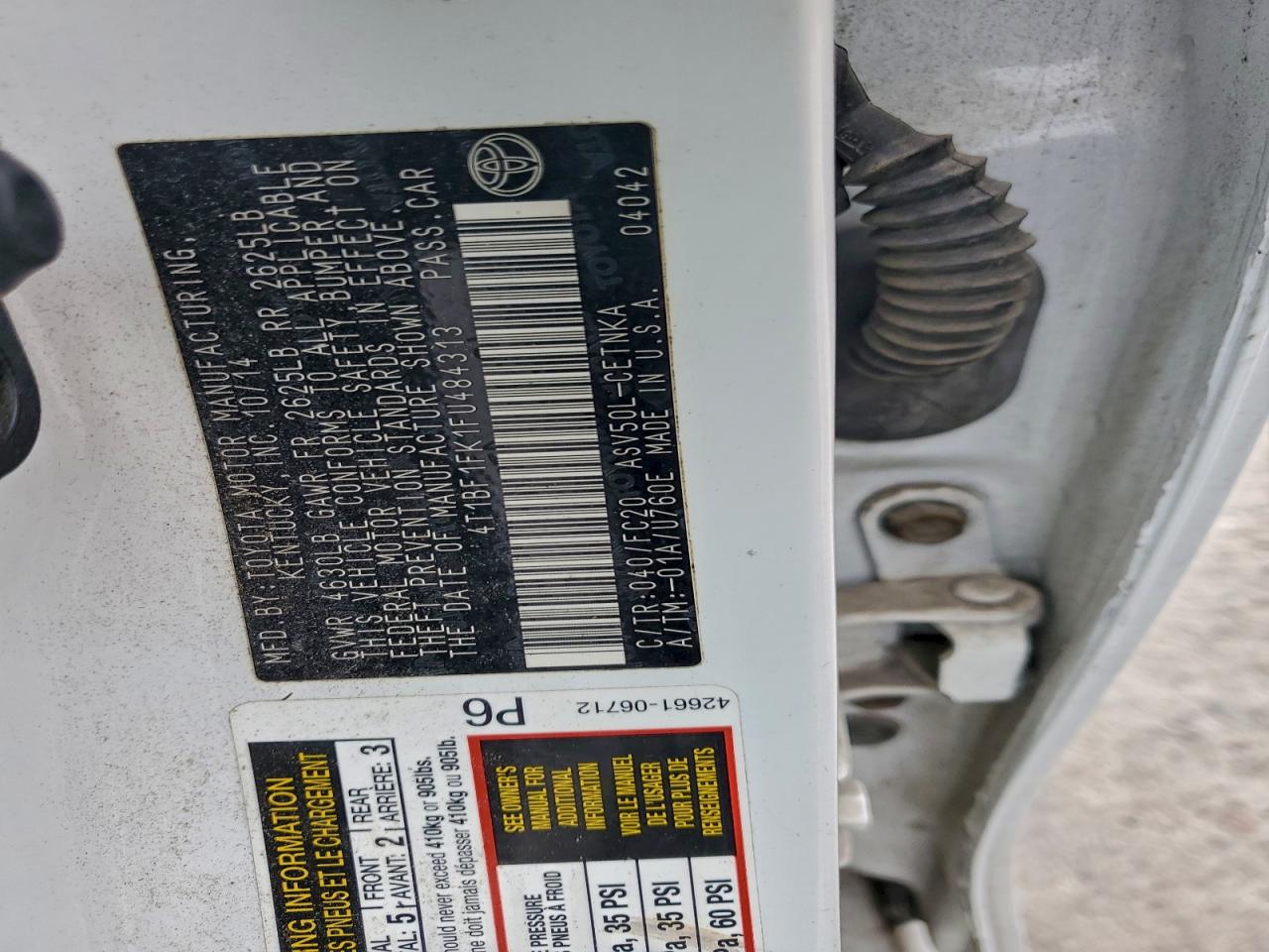 2015 Toyota Camry Le VIN: 4T1BF1FK1FU484313 Lot: 94854225