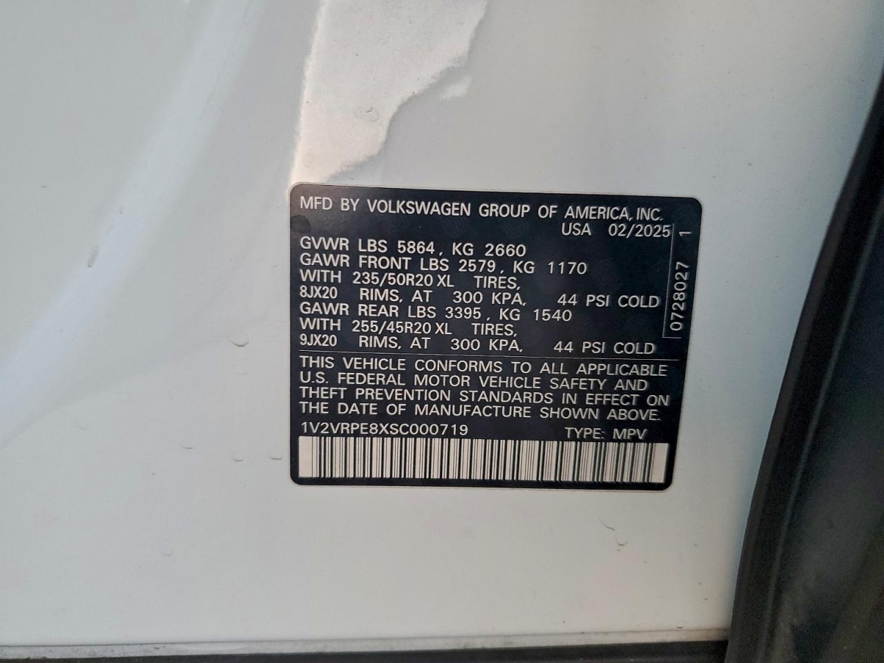 2025 Volkswagen Id.4 Pro S VIN: 1V2VRPE8XSC000719 Lot: 94227885