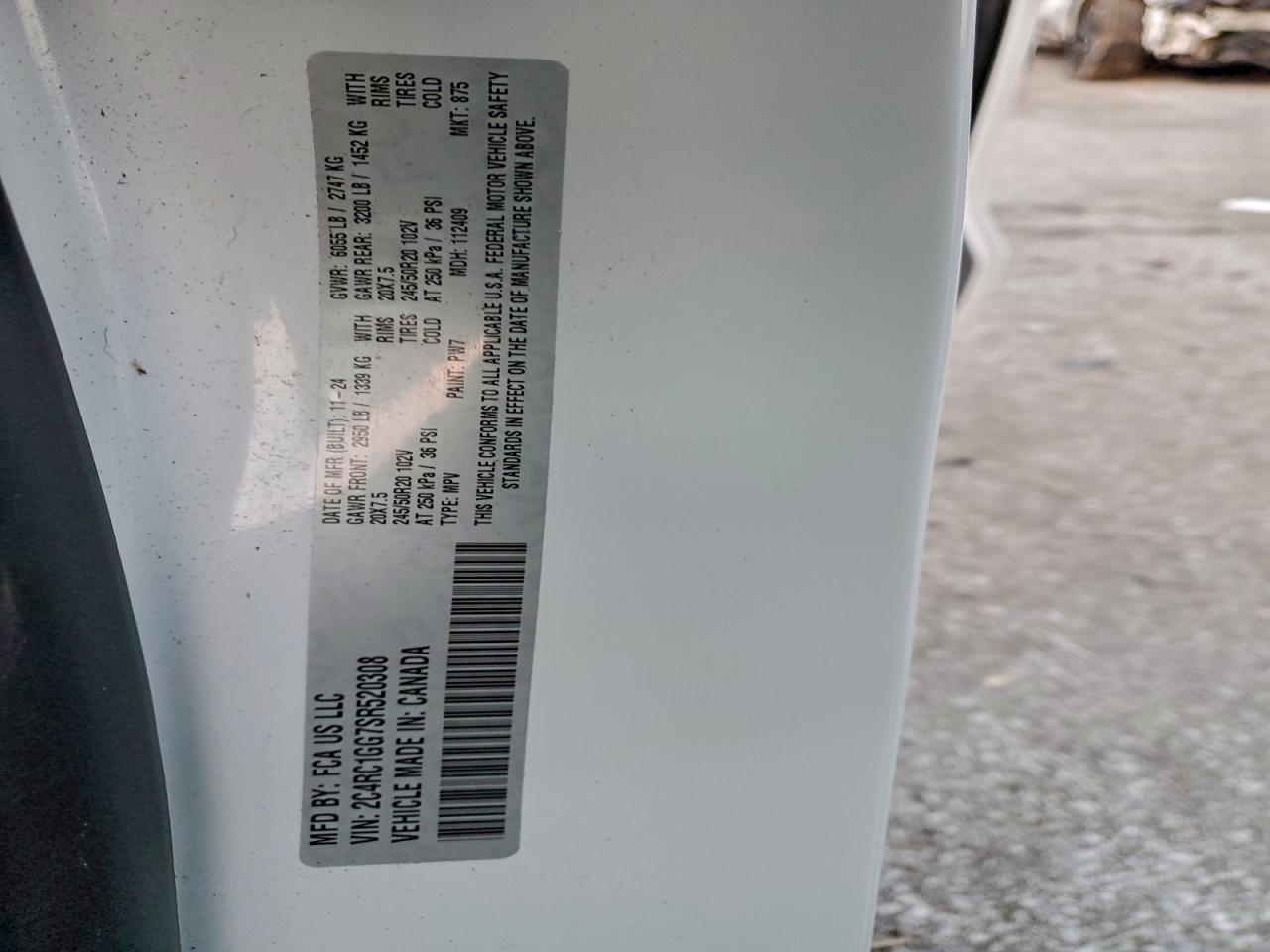 2025 Chrysler Pacifica Limited VIN: 2C4RC1GG7SR520308 Lot: 94247115