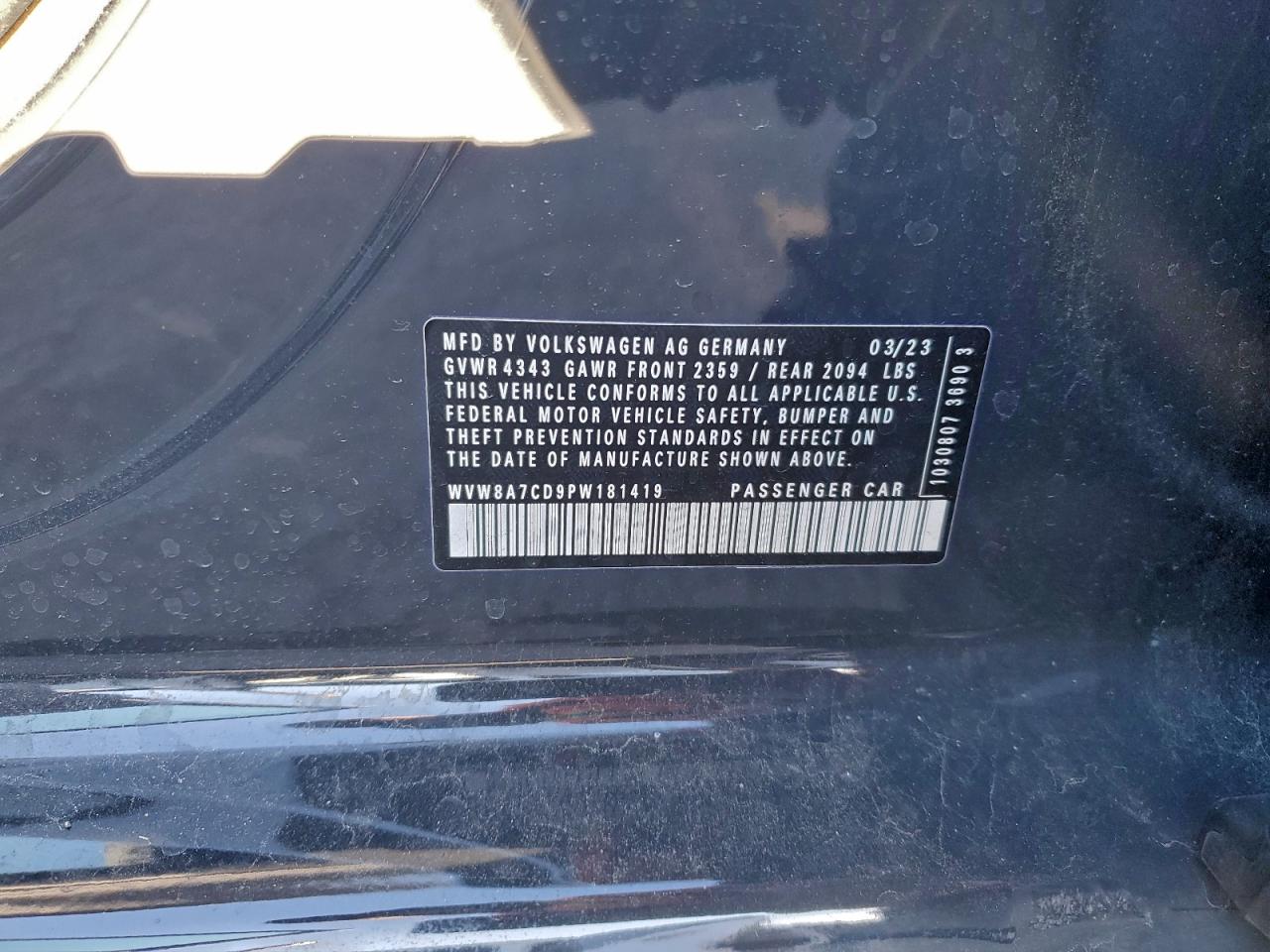 2023 Volkswagen Gti 40Th Anniversary VIN: WVW8A7CD9PW181419 Lot: 96782205