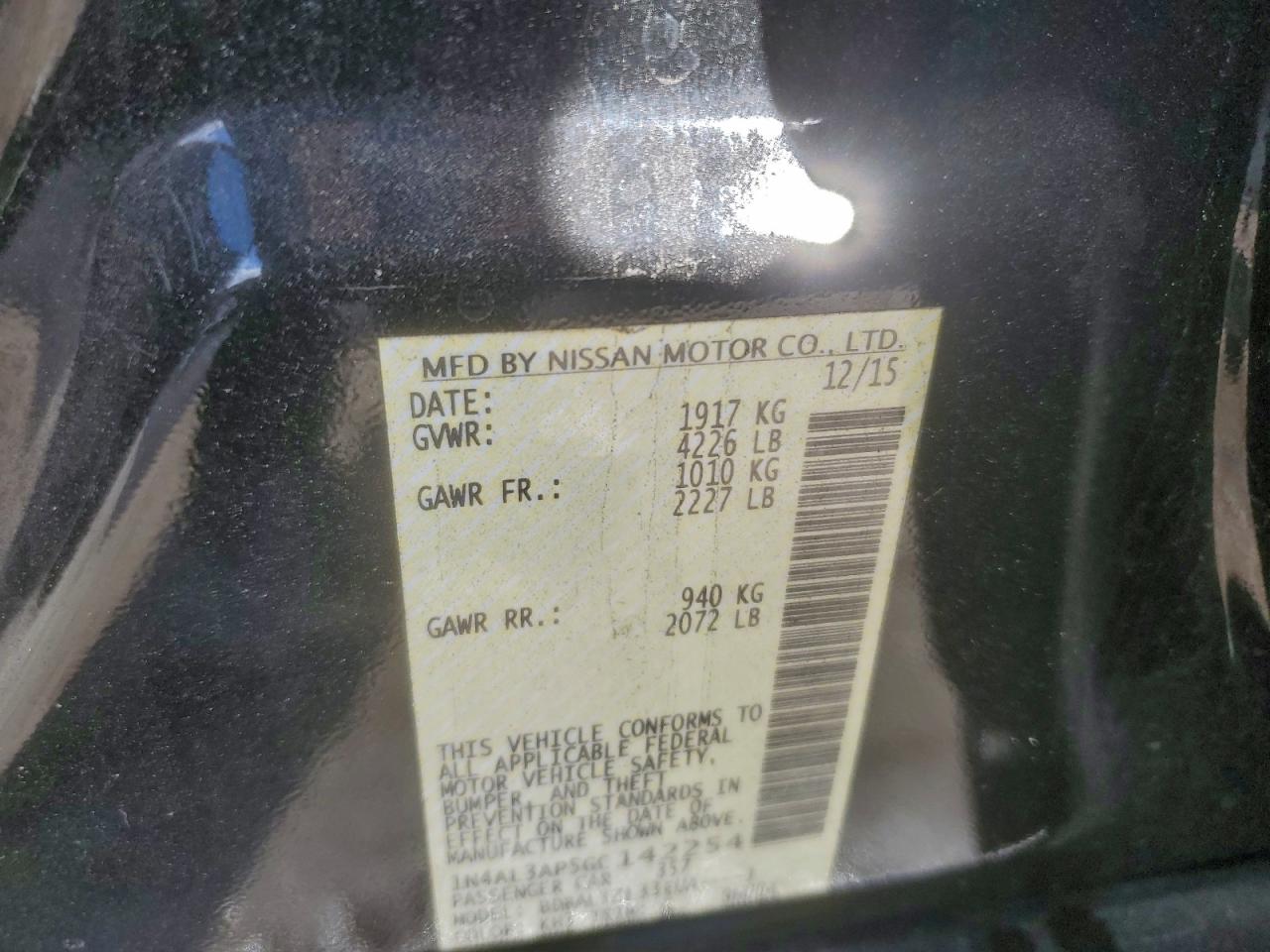 2016 Nissan Altima 2.5 VIN: 1N4AL3AP5GC142254 Lot: 94967865