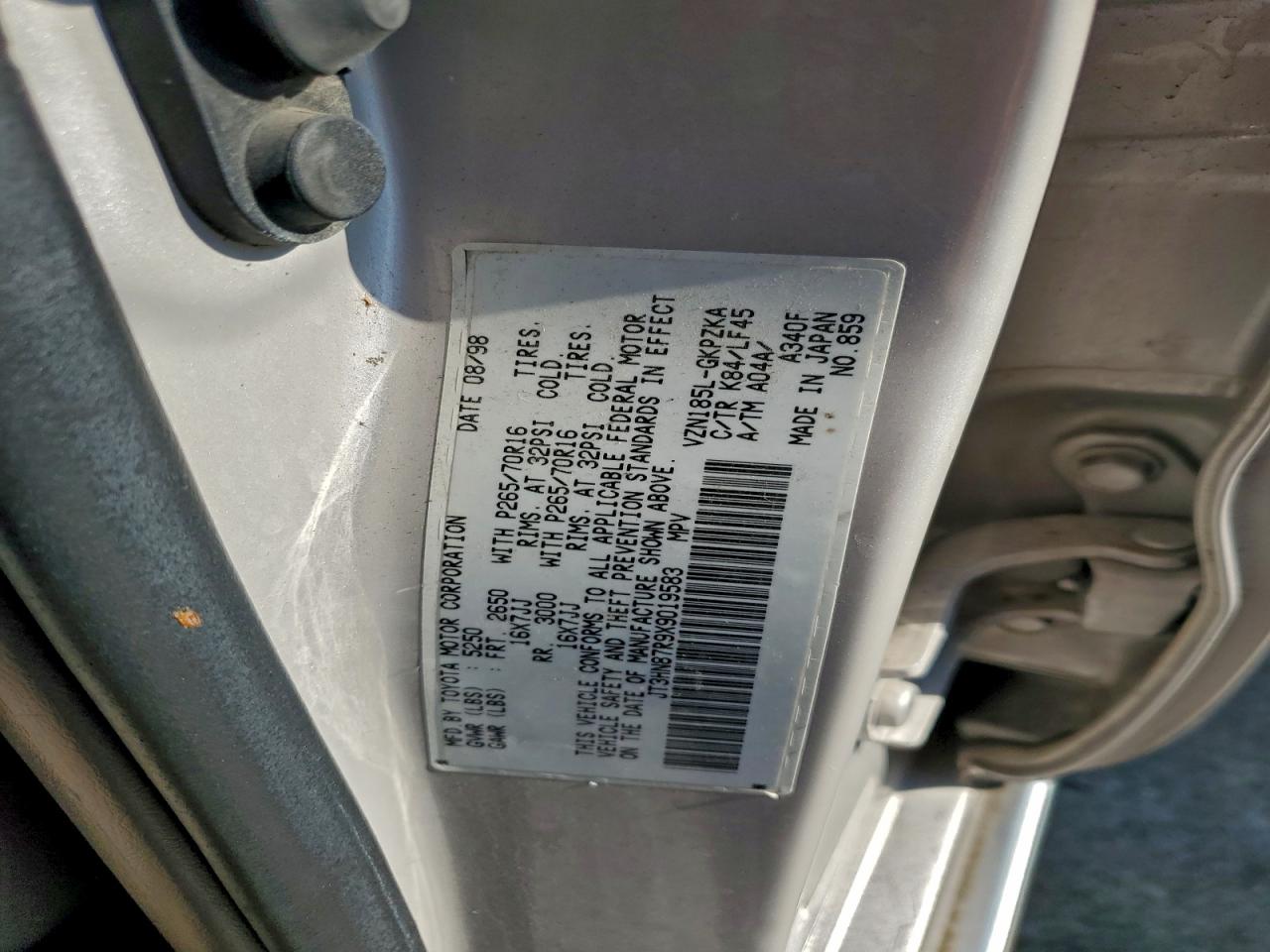 1999 Toyota 4Runner Limited VIN: JT3HN87R9X9019583 Lot: 94897085