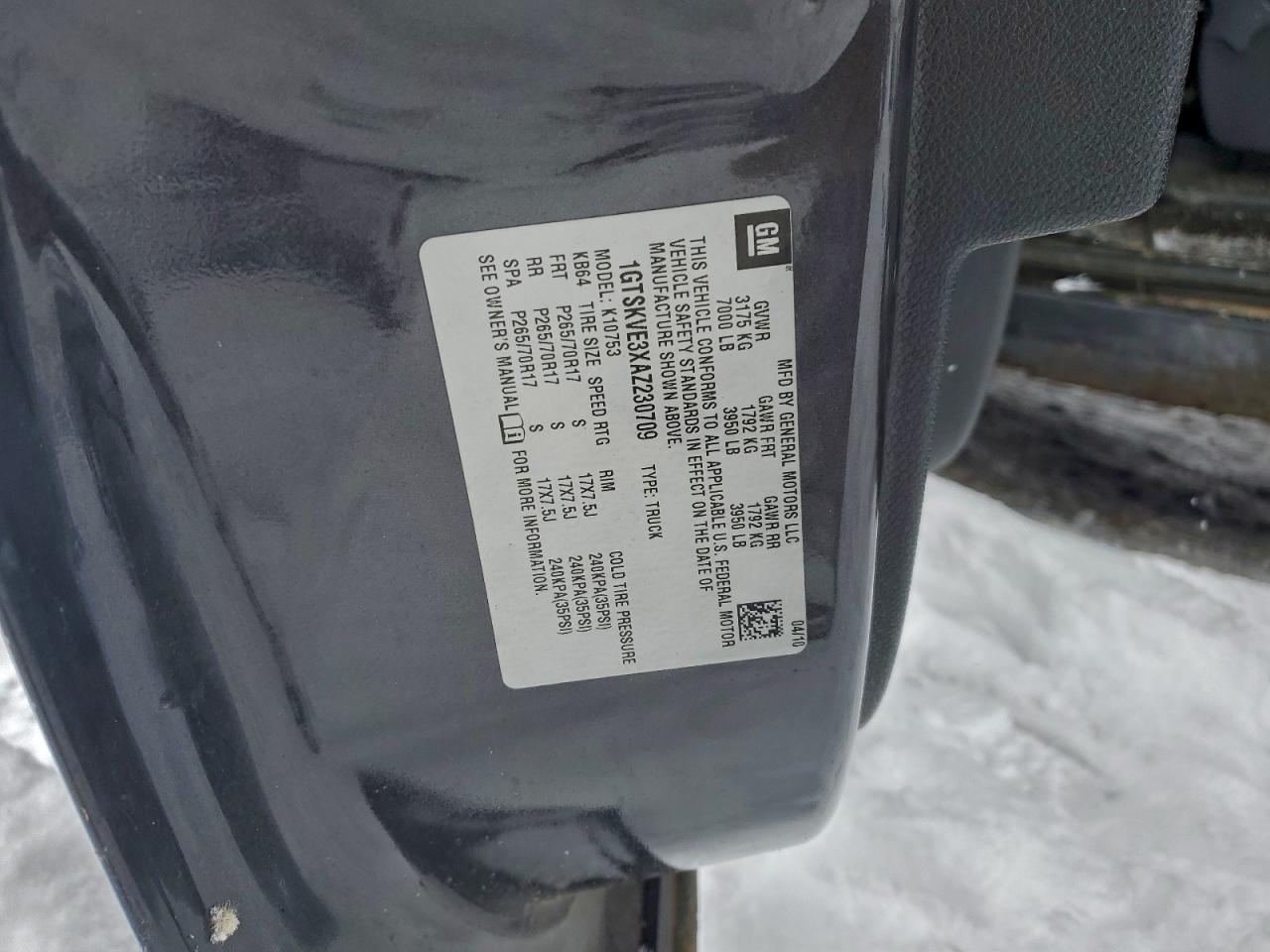 2010 GMC Sierra K1500 Sle VIN: 1GTSKVE3XAZ230709 Lot: 96363985