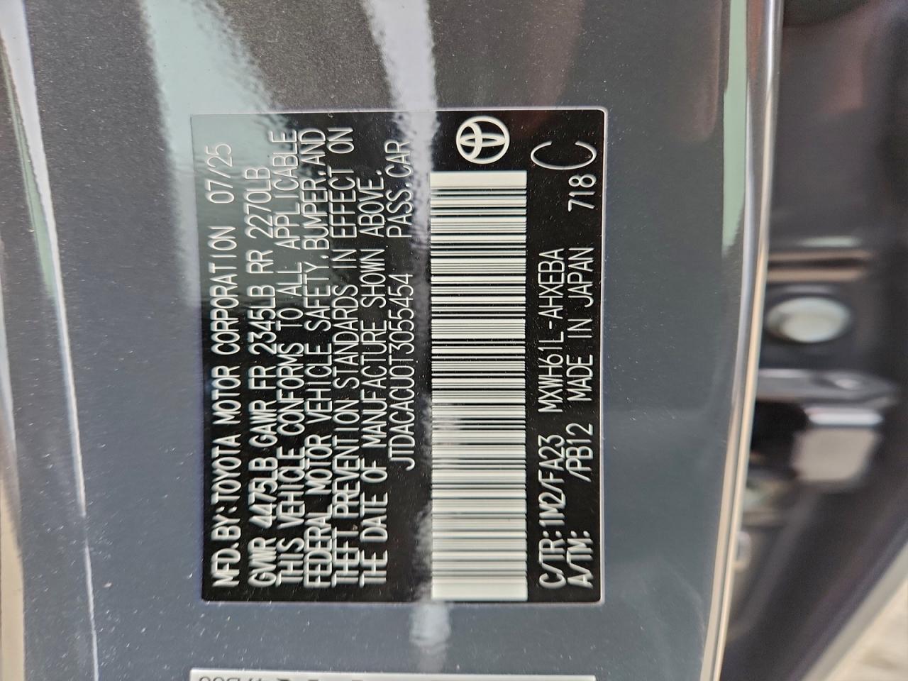 2026 Toyota Prius Se VIN: JTDACACU0T3055454 Lot: 94273635