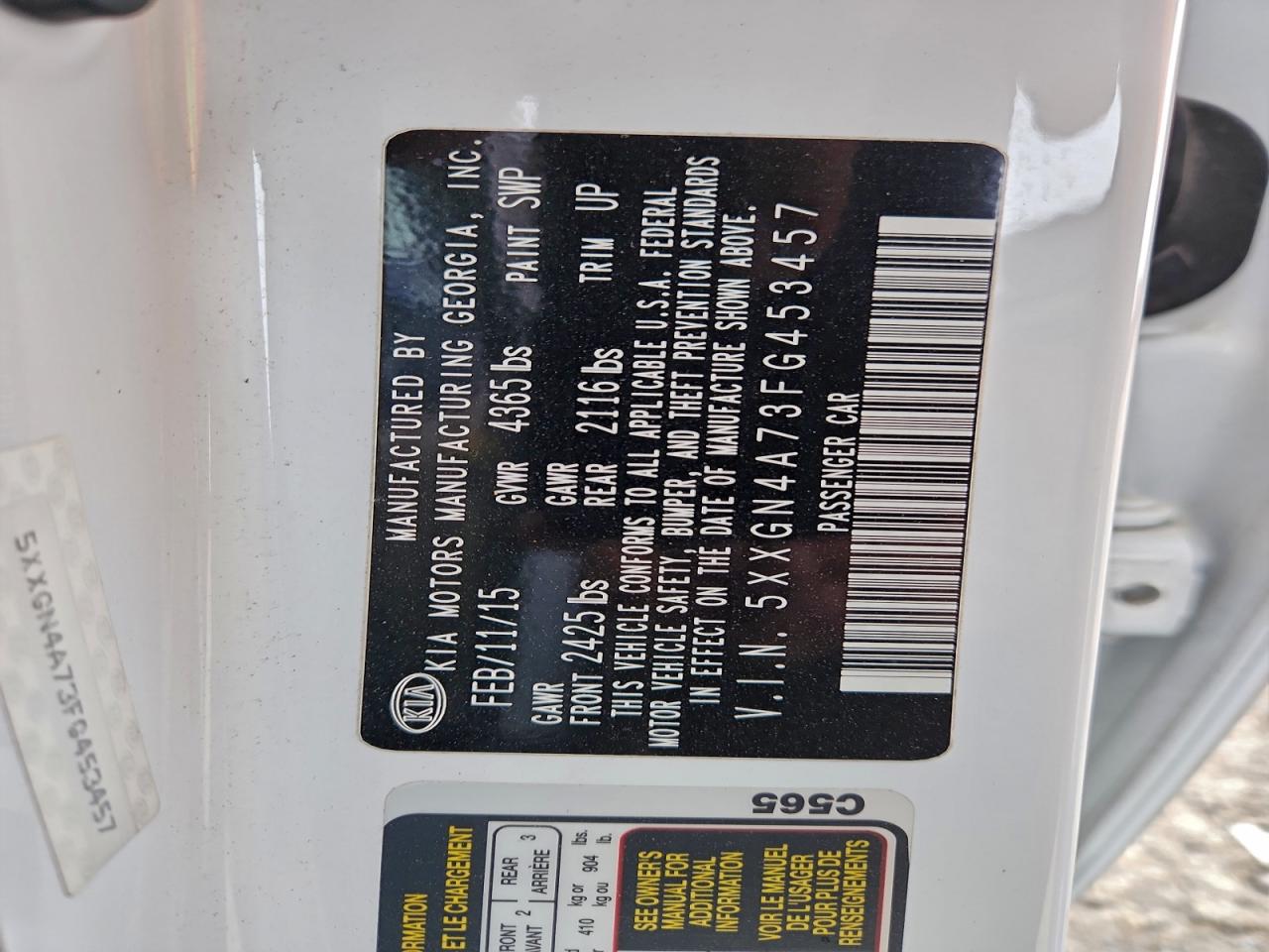 2015 Kia Optima Ex VIN: 5XXGN4A73FG453457 Lot: 94918215