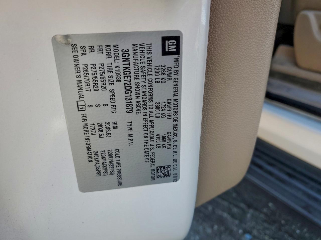 2013 Chevrolet Avalanche Ltz VIN: 3GNTKGE72DG131879 Lot: 94993255