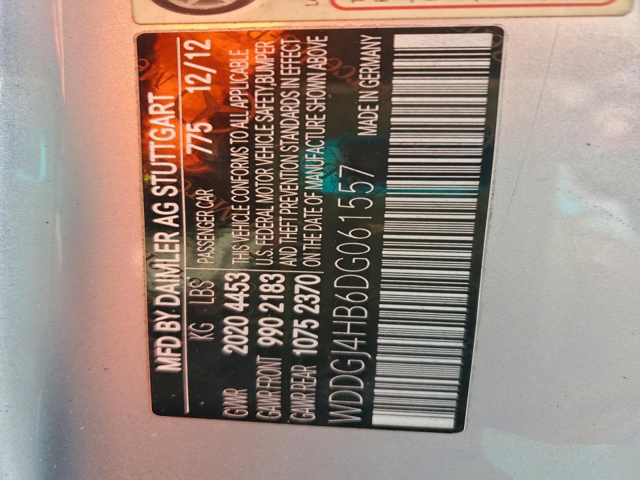 2013 Mercedes-Benz C 250 VIN: WDDGJ4HB6DG061557 Lot: 94533125