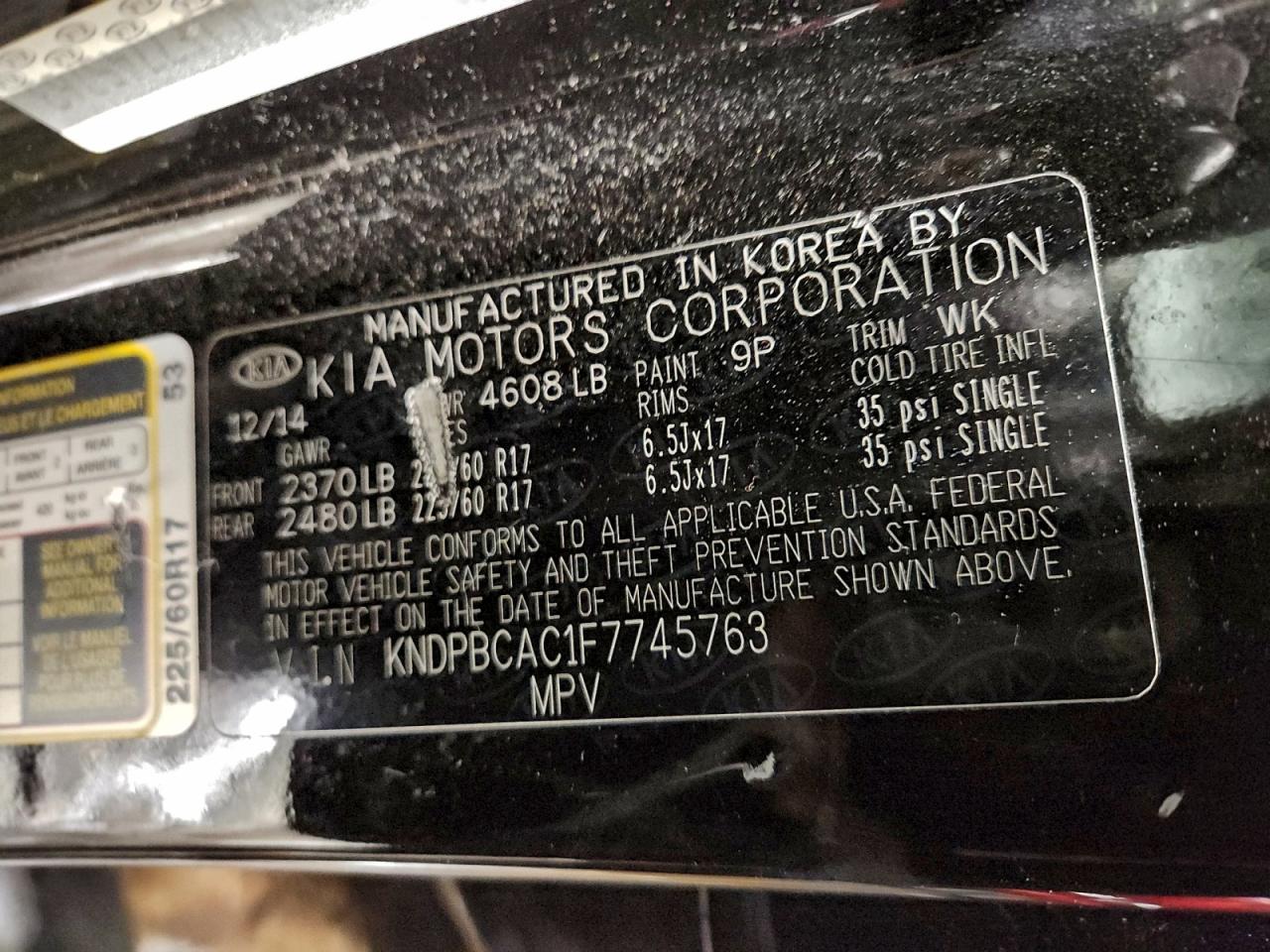 2015 Kia Sportage Lx VIN: KNDPBCAC1F7745763 Lot: 96372185