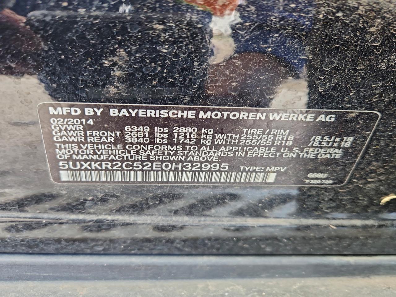 2014 BMW X5 Sdrive35I VIN: 5UXKR2C52E0H32995 Lot: 95020475