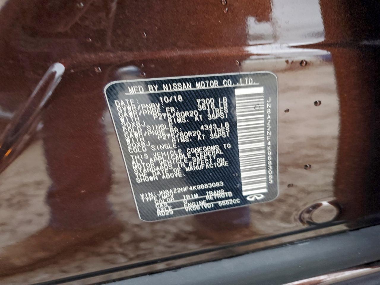 2019 Infiniti Qx80 Luxe VIN: JN8AZ2NF4K9683083 Lot: 95734475