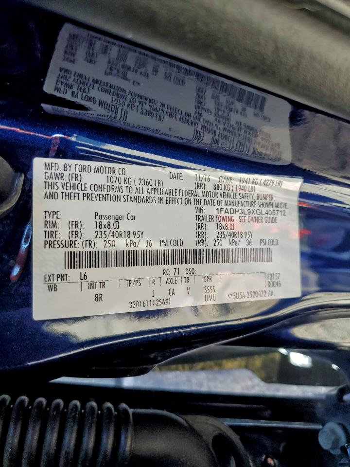 2016 Ford Focus St VIN: 1FADP3L9XGL405712 Lot: 94708535