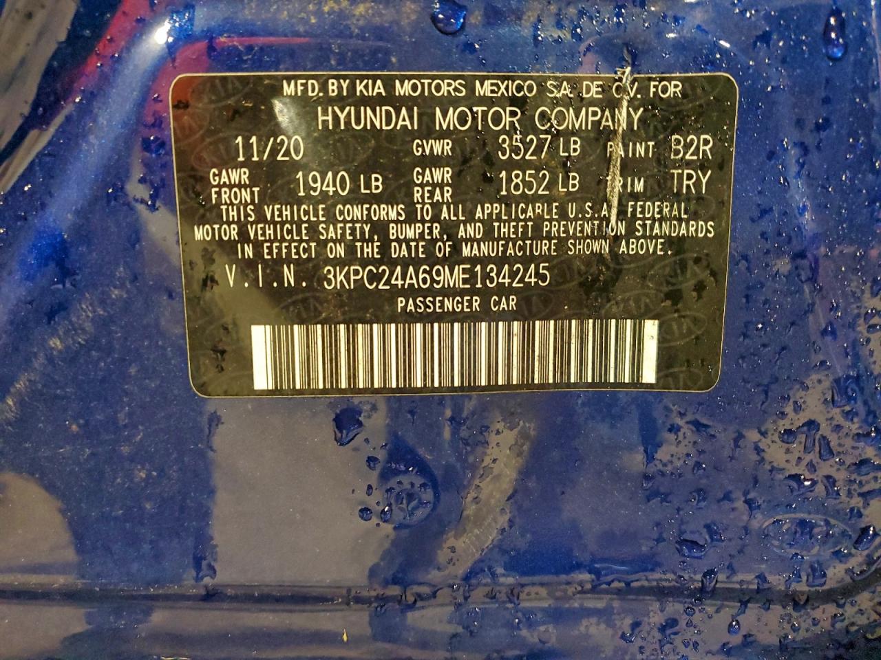 2021 Hyundai Accent Se VIN: 3KPC24A69ME134245 Lot: 95275955