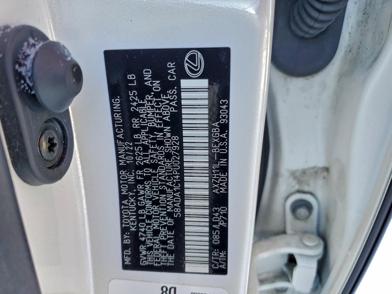 2023 Lexus Es 300H Base VIN: 58ADA1C14PU027928 Lot: 96597145