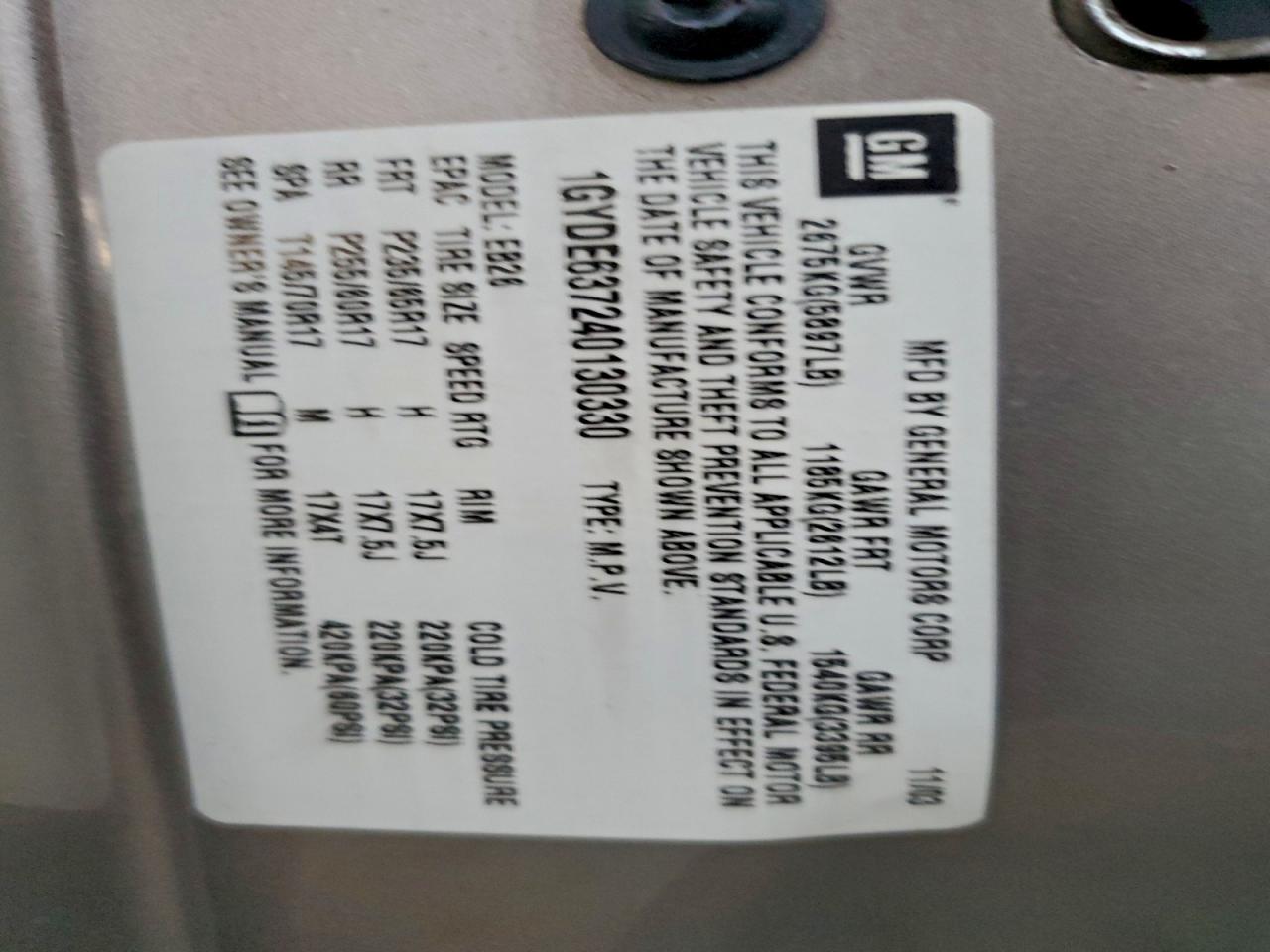 2004 Cadillac Srx VIN: 1GYDE637240130330 Lot: 96100815