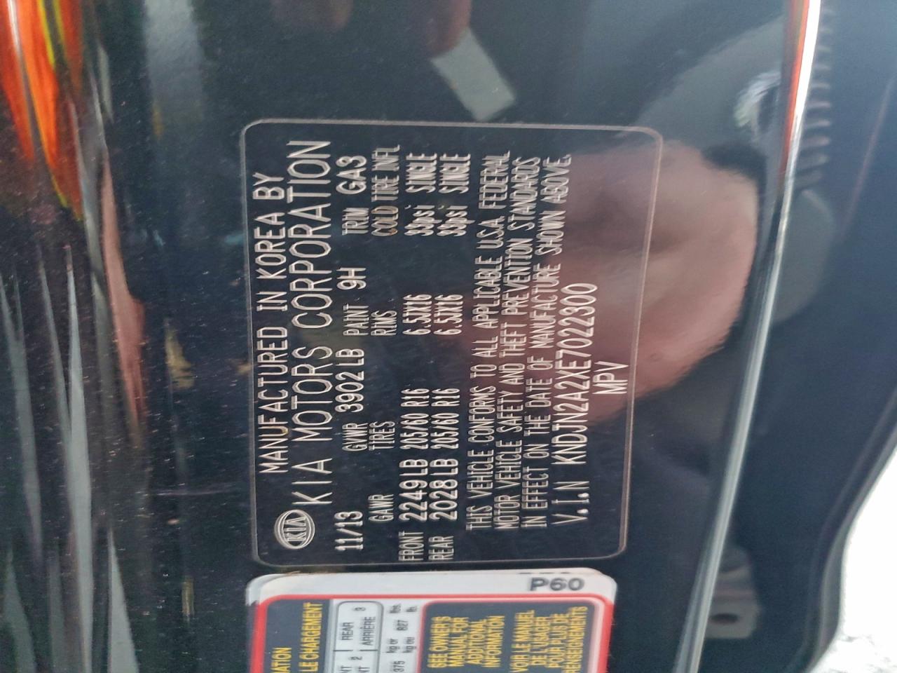 2014 Kia Soul VIN: KNDJN2A2XE7022300 Lot: 95796325