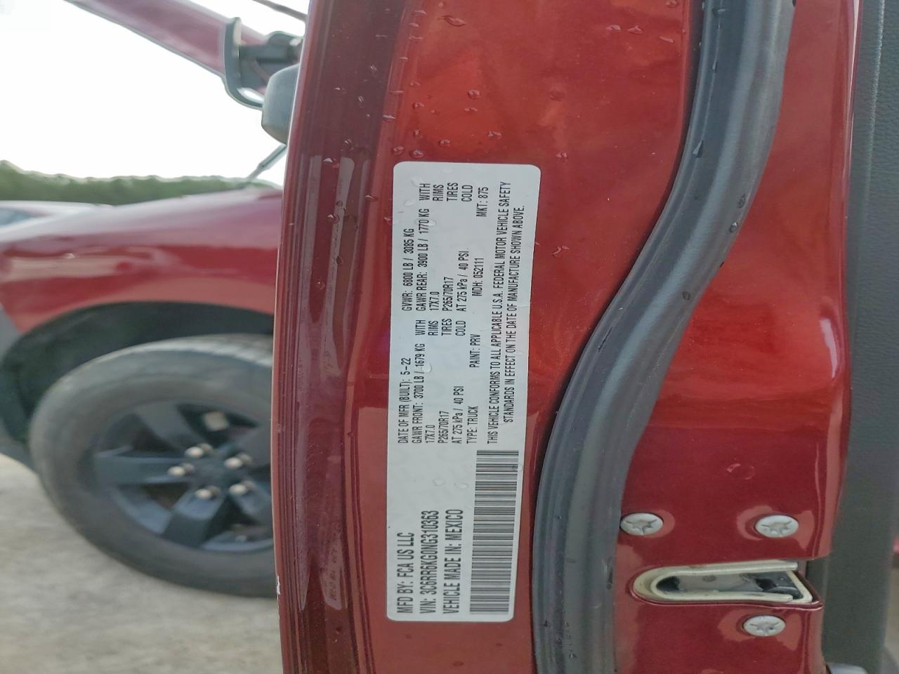 2022 Ram 1500 Classic Tradesman VIN: 3C6RR6KG0NG310363 Lot: 95085685