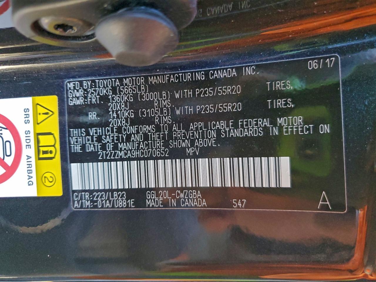 2017 Lexus Rx 350 Base VIN: 2T2ZZMCA9HC070652 Lot: 97022905