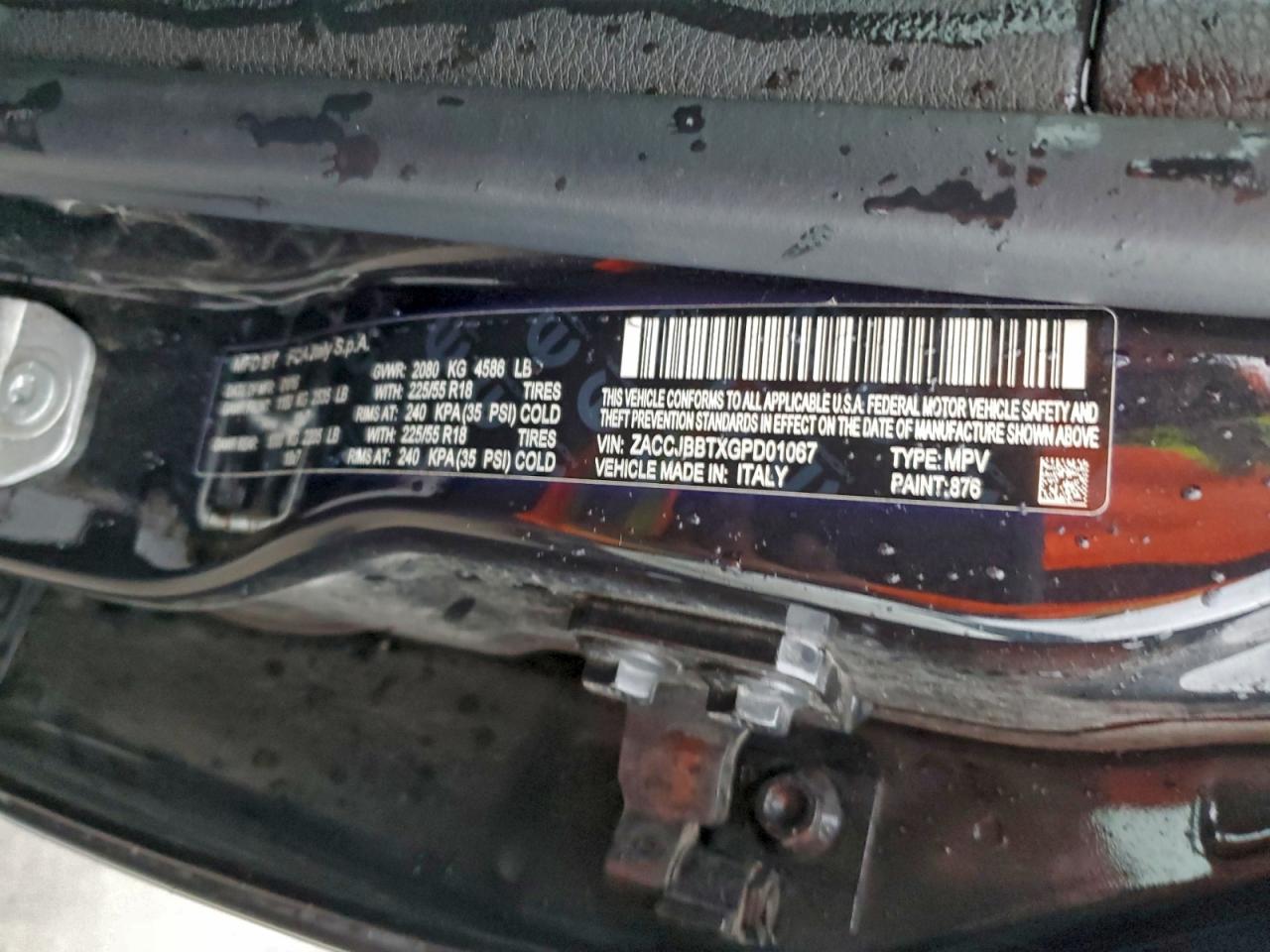 2016 Jeep Renegade Latitude VIN: ZACCJBBTXGPD01067 Lot: 95608895