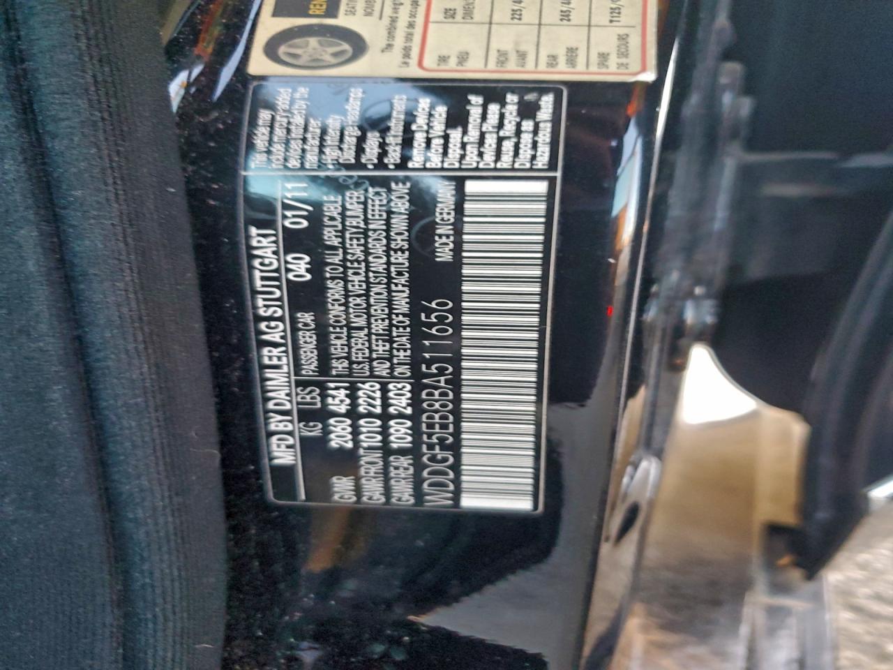 2011 Mercedes-Benz C 300 VIN: WDDGF5EB8BA511656 Lot: 94798105