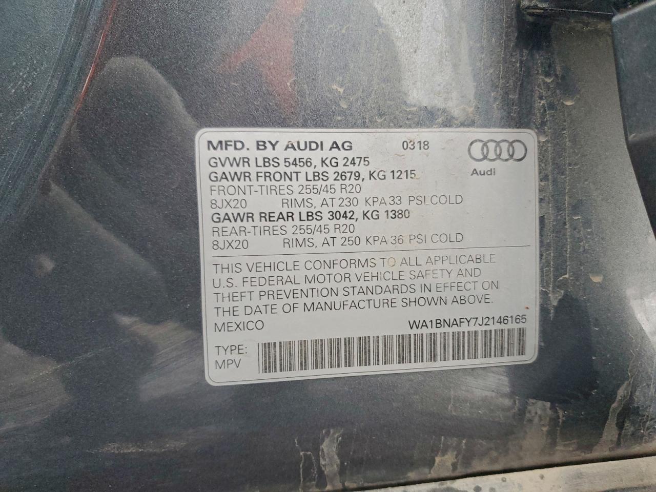 2018 Audi Q5 Premium Plus VIN: WA1BNAFY7J2146165 Lot: 94335035